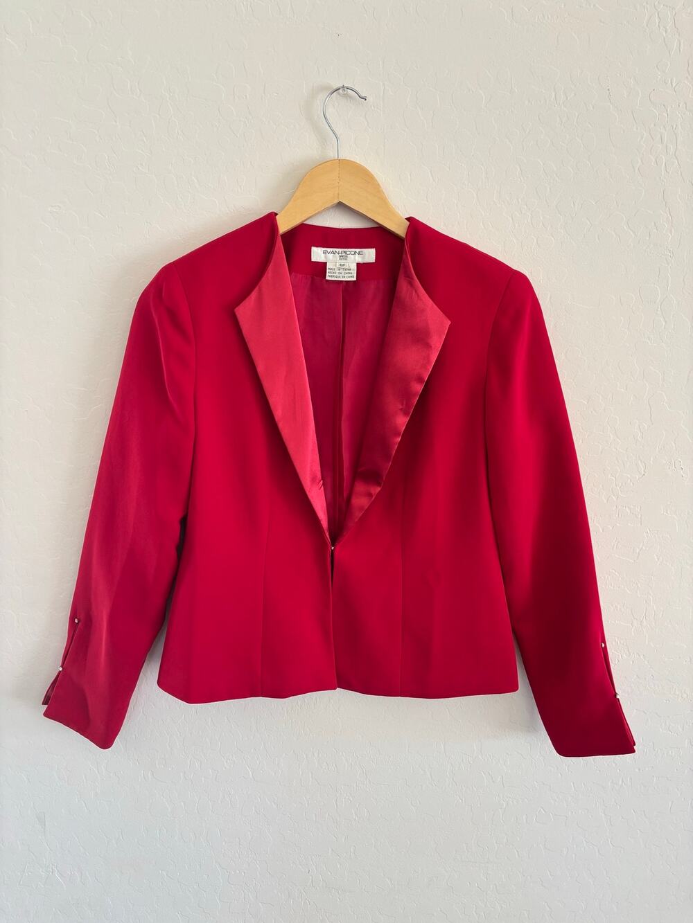 Vintage 1980s Evan Picone Short Blazer 6 Petite Red Holiday Christmas